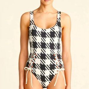 NEW Solid & Stripe Raquel One-piece Swimsuit In Black Geometric Gingham Medium